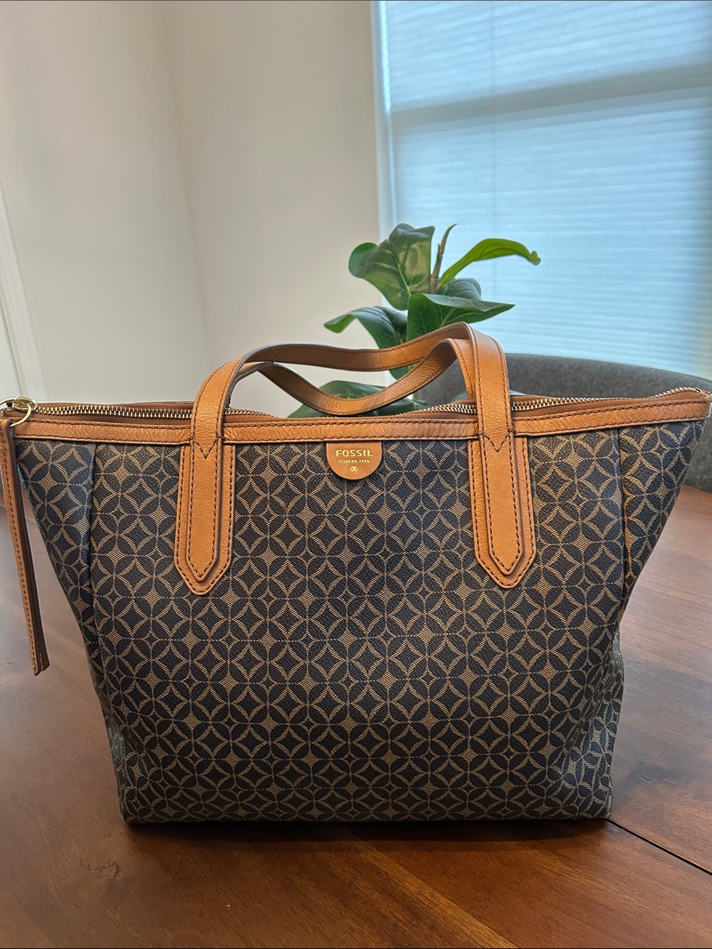 Fossil Leather Trimmed Tote